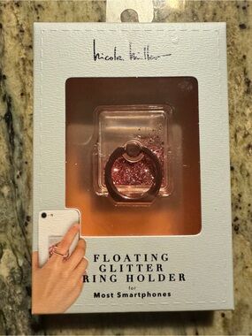 NWT Nicole Miller Floating Glitter Ring Holder –Rose Gold/Pink  cell iPhone